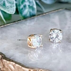 Park Lane Impression Earrings clear 3 carat CZ in gold